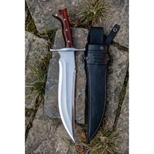 Handmade Bowie Hunting Knife with Leather Sheath – High Carbon Steel Fixed Blade Survival Camping Knife